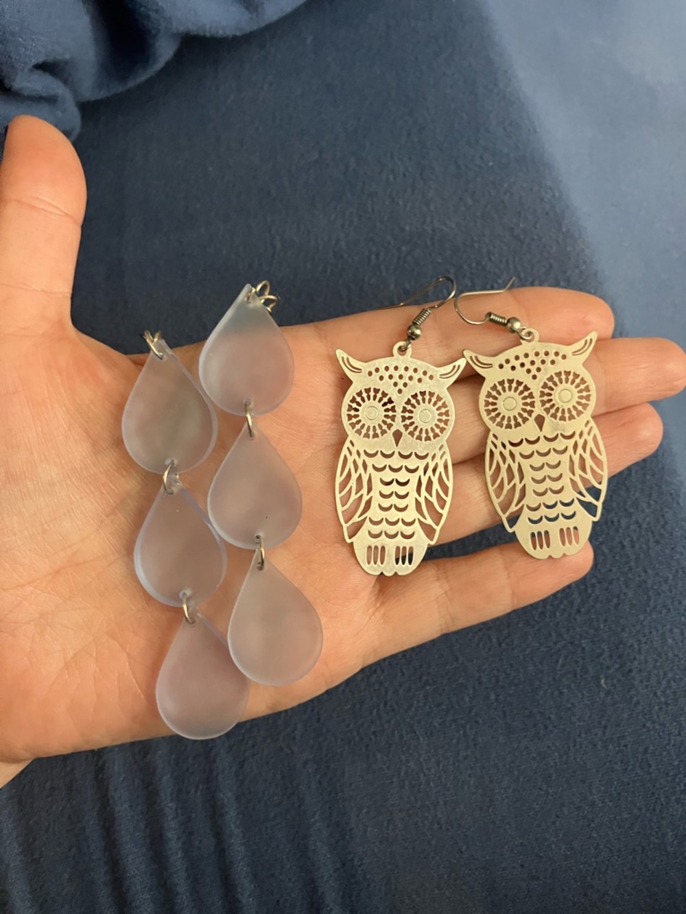 Women’s Owl Dangle Earrings and Frosted Teardrop Earrings Set